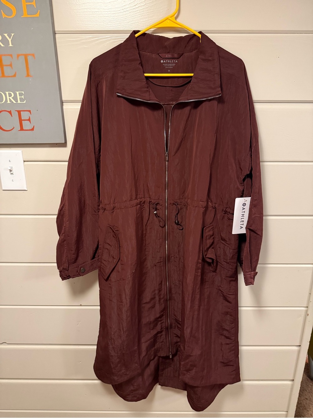 Athleta Long Zip Trench Coat in Deep Burgundy
